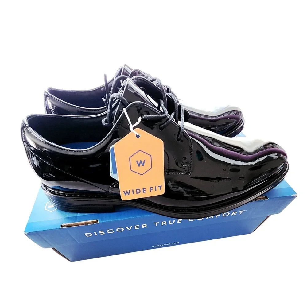 Nunn Bush Centro Flex FPTO Mens 9W‎ Black Patent Formal Oxford NEW 85045-004